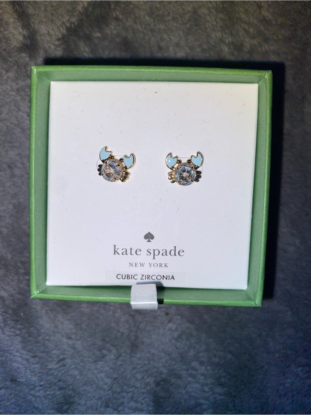 BNIB Kate Spade Blue Crab Cubic Zirconia Stud Earrings $59